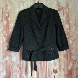 Banana Republic Grey Wool Blend 3/4 Sleeve Belted Blazer Size 2